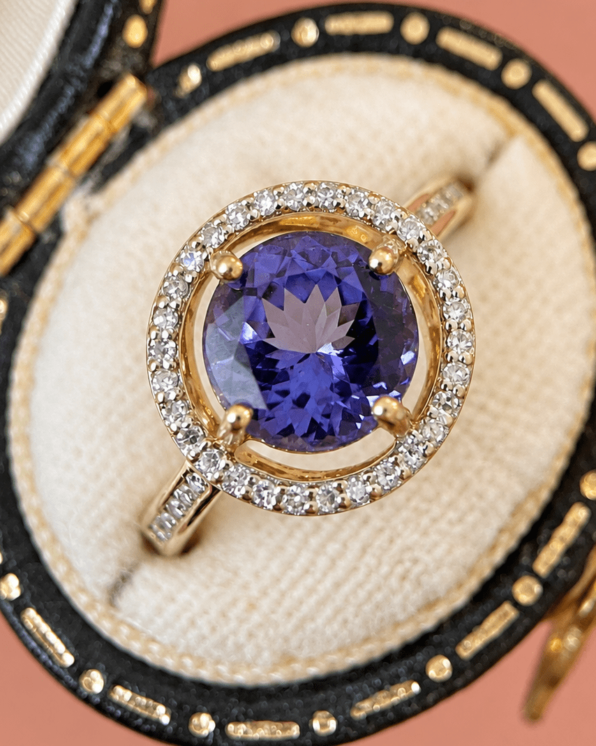 Bague Solitaire Tanzanite 2.30 carats &amp; Diamants 0.40 carat 4,59g "Iliana" - Elliade Paris