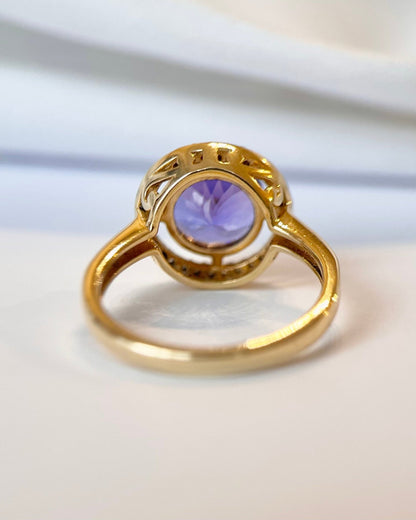 Bague Solitaire Tanzanite 2.30 carats &amp; Diamants 0.40 carat 4,59g "Iliana" - Elliade Paris