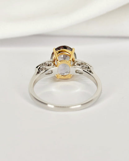 Bague Solitaire Tanzanite 2.95 carats &amp; Diamants "Cyndelle" - Elliade Paris