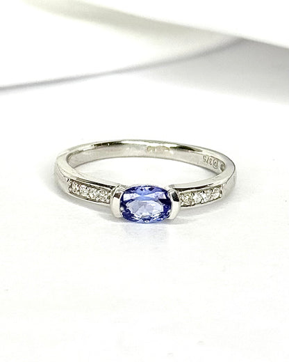 Bague Solitaire Tanzanite &amp; Diamants "Daliah" - Elliade Paris
