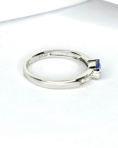 Bague Solitaire Tanzanite &amp; Diamants "Daliah" - Elliade Paris