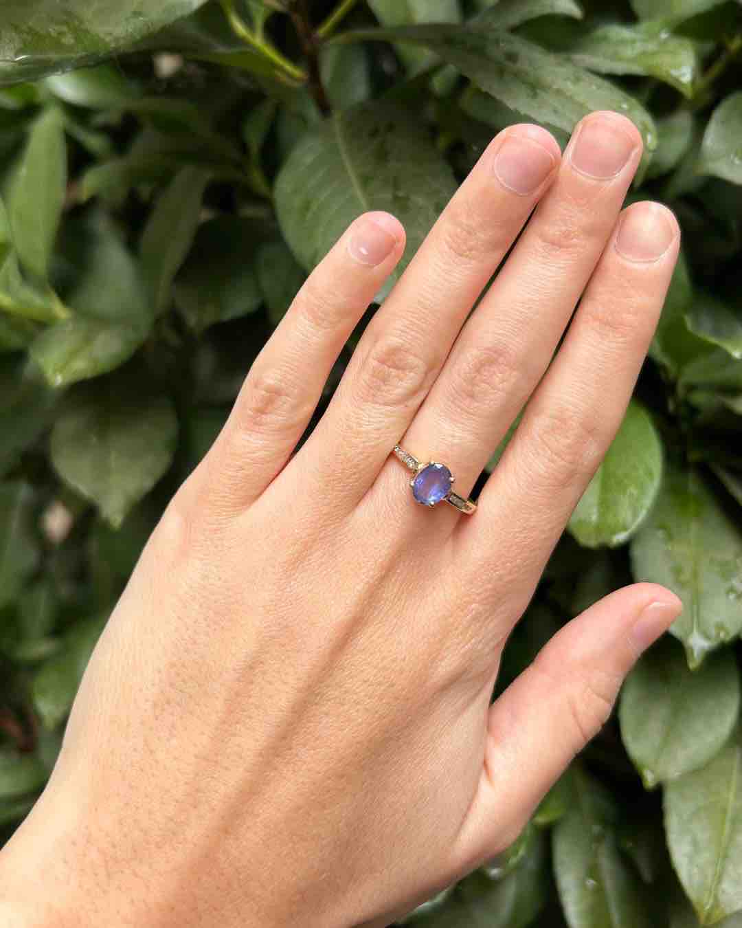 Bague Solitaire Tanzanite &amp; Diamants "Megan" - Elliade Paris
