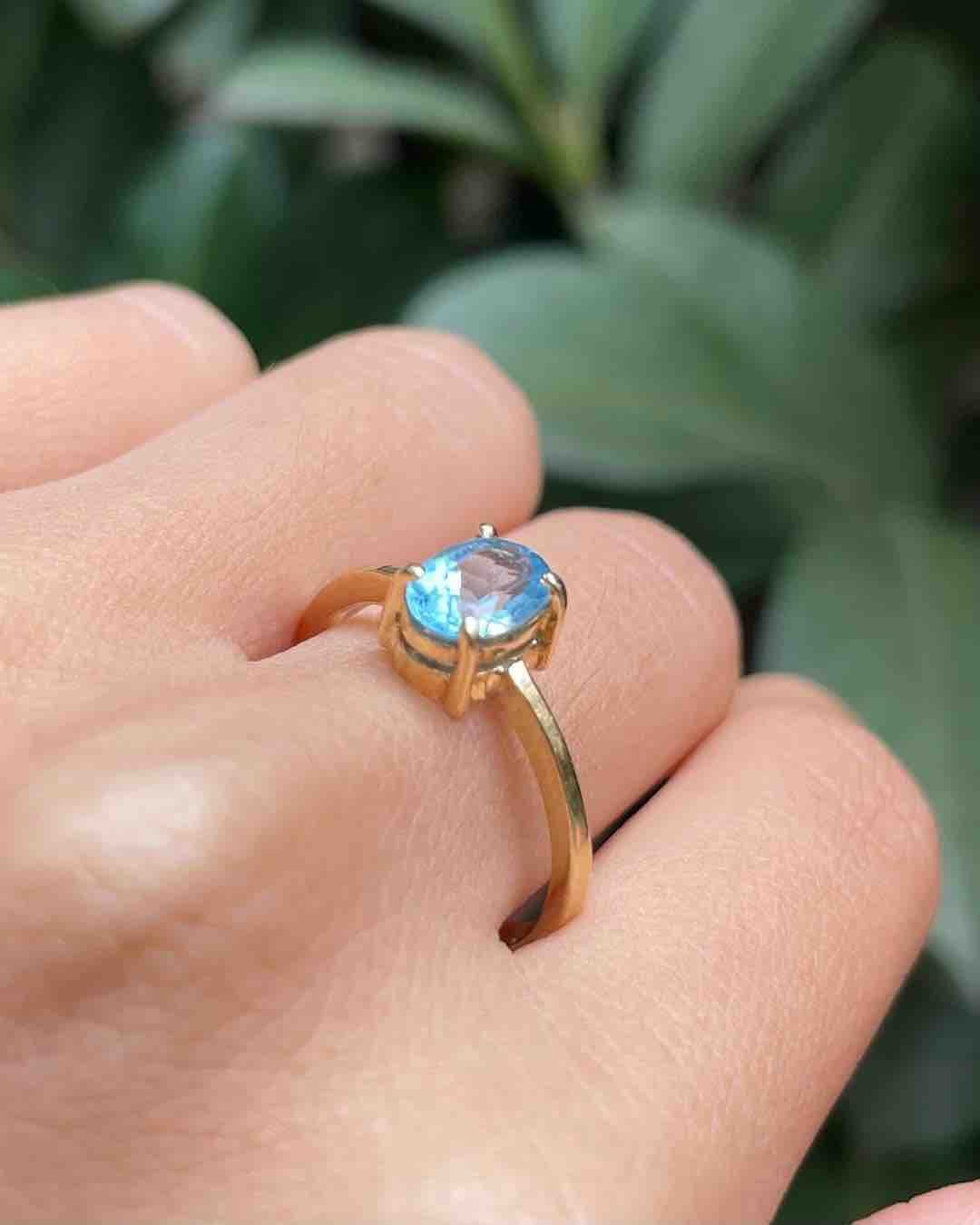Bague Solitaire Topaze 1 carat &quot;Riviera&quot; - Elliade Paris