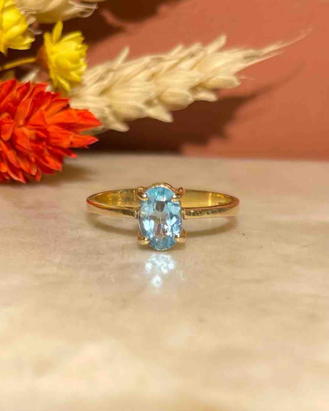 Bague Solitaire Topaze 1 carat &quot;Riviera&quot; - Elliade Paris