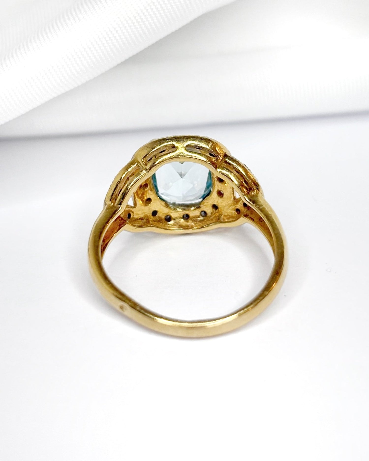 Bague Solitaire Topaze 2.20 carats &amp; Diamants "Micheline" - Elliade Paris