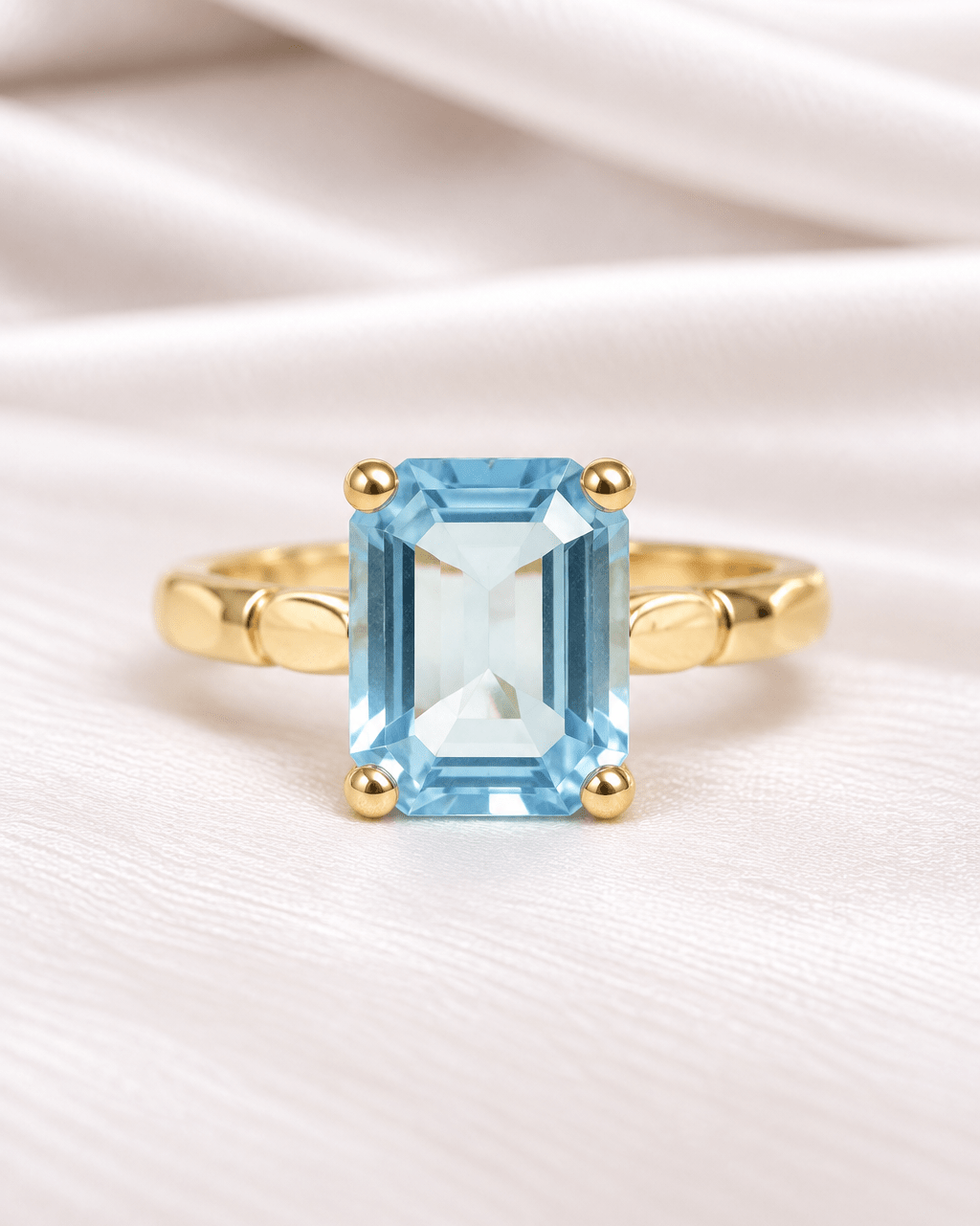 Bague Solitaire Topaze Bleu Lagon 3.35 carats "Marianne" - Elliade Paris