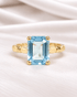 Bague Solitaire Topaze Bleu Lagon 3.35 carats "Marianne" - Elliade Paris