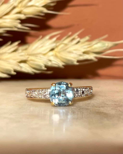 Bague Solitaire Topaze &amp; Diamants &quot;Jennah&quot; - Elliade Paris