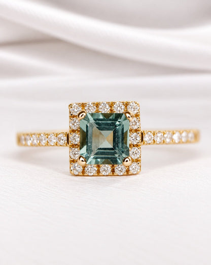 Bague Solitaire Tourmaline 0.70 carat &amp; Diamants 0.24 carat "Velina" - Elliade Paris
