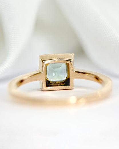 Bague Solitaire Tourmaline 0.70 carat &amp; Diamants 0.24 carat "Velina" - Elliade Paris