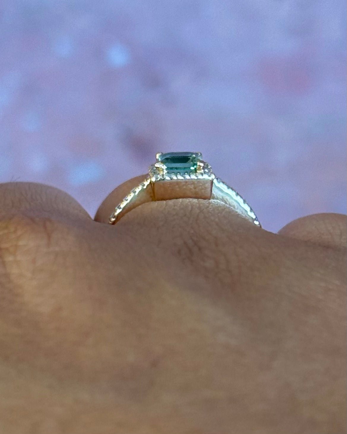 Bague Solitaire Tourmaline 0.70 carat &amp; Diamants 0.24 carat "Velina" - Elliade Paris