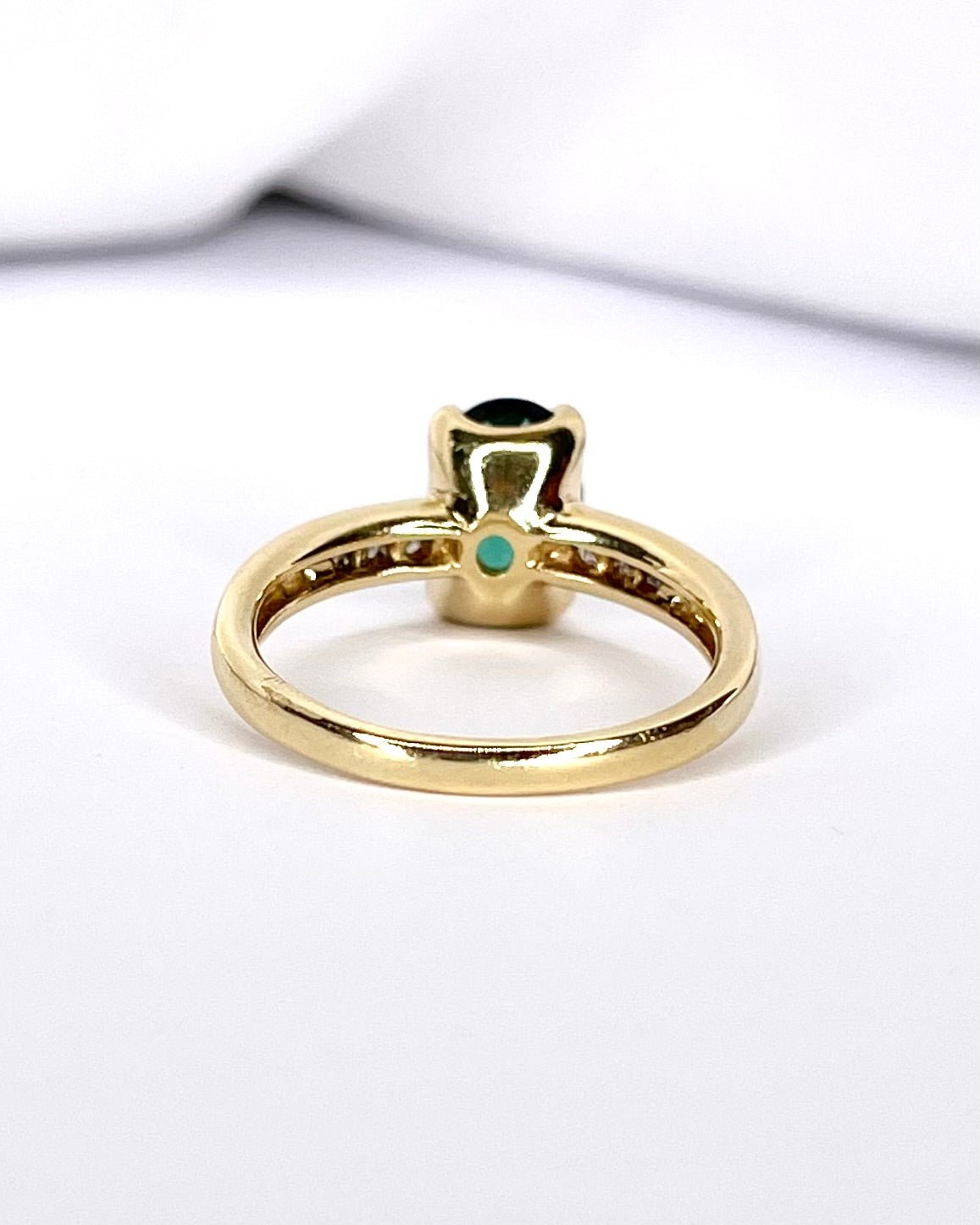 Bague Solitaire Tourmaline 1.56 carat &amp; Diamants "Léanne" - Elliade Paris