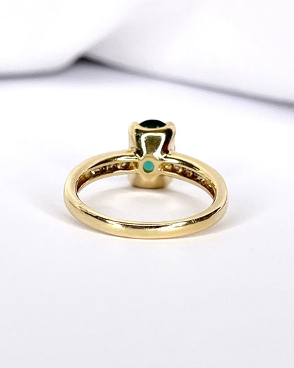 Bague Solitaire Tourmaline 1.56 carat &amp; Diamants "Léanne" - Elliade Paris