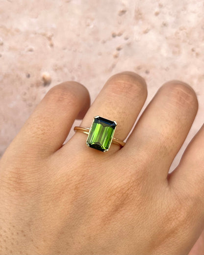 Bague Solitaire Tourmaline 3.10 carats 4.09g "Inès" - Elliade Paris
