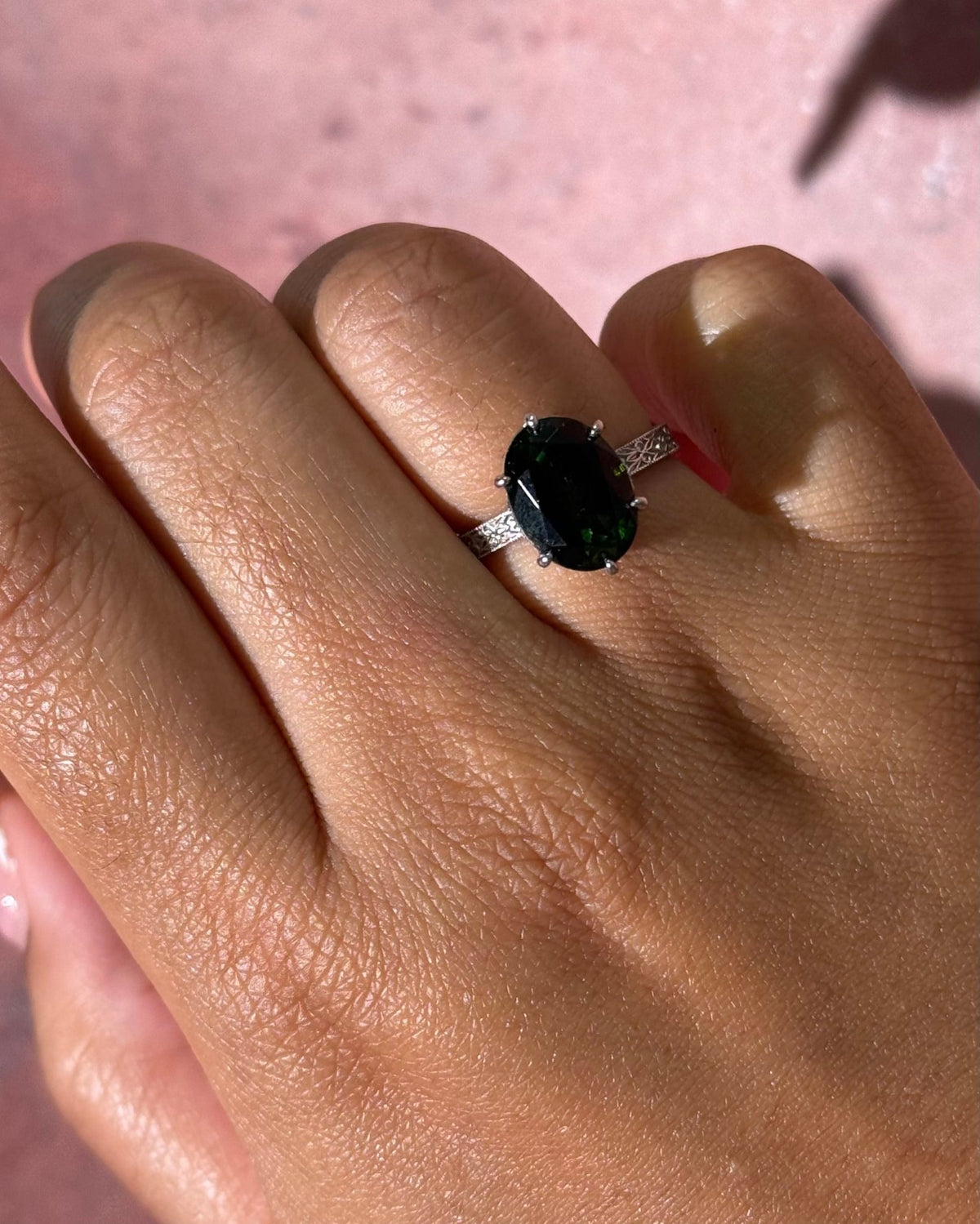 Bague Solitaire Tourmaline 4.37 carats &amp; Diamants "Irina" - Elliade Paris