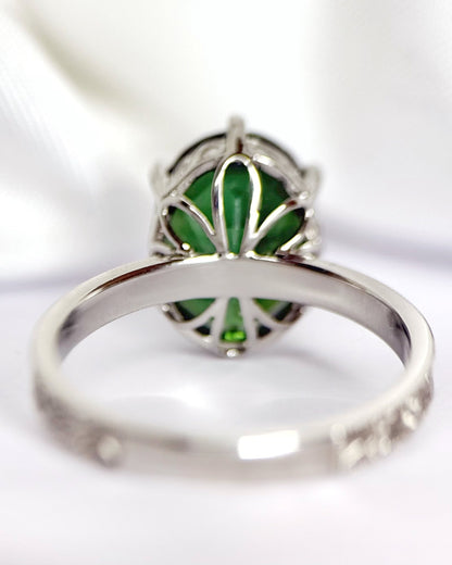 Bague Solitaire Tourmaline 4.37 carats &amp; Diamants "Irina" - Elliade Paris
