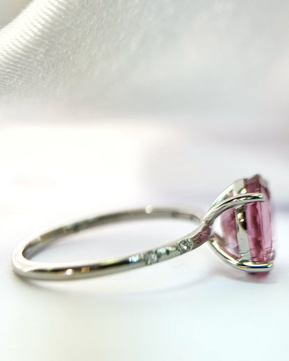 Bague Solitaire Tourmaline Rose 2.20 carats &amp; Diamants "Tania" - Elliade Paris