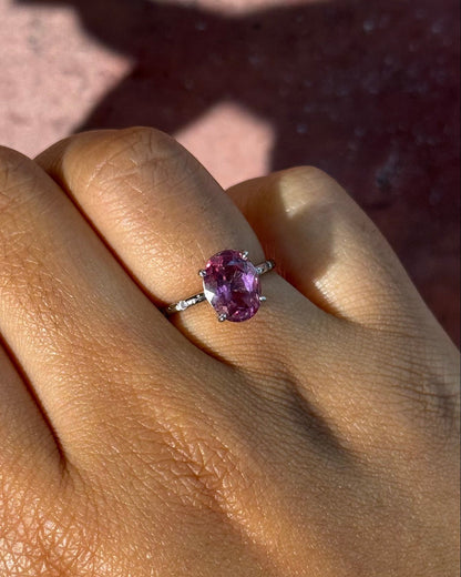 Bague Solitaire Tourmaline Rose 2.20 carats &amp; Diamants "Tania" - Elliade Paris