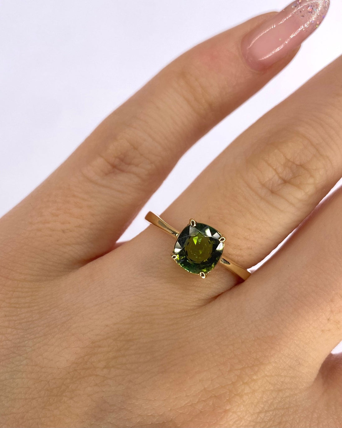 Bague Solitaire Tourmaline Verte 1.40 carat "Dune" - Elliade Paris