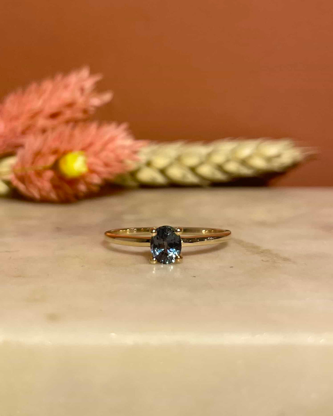 Bague Solitaire Saphir Bleu-Vert 0.65 Carat &quot; Sam&quot;