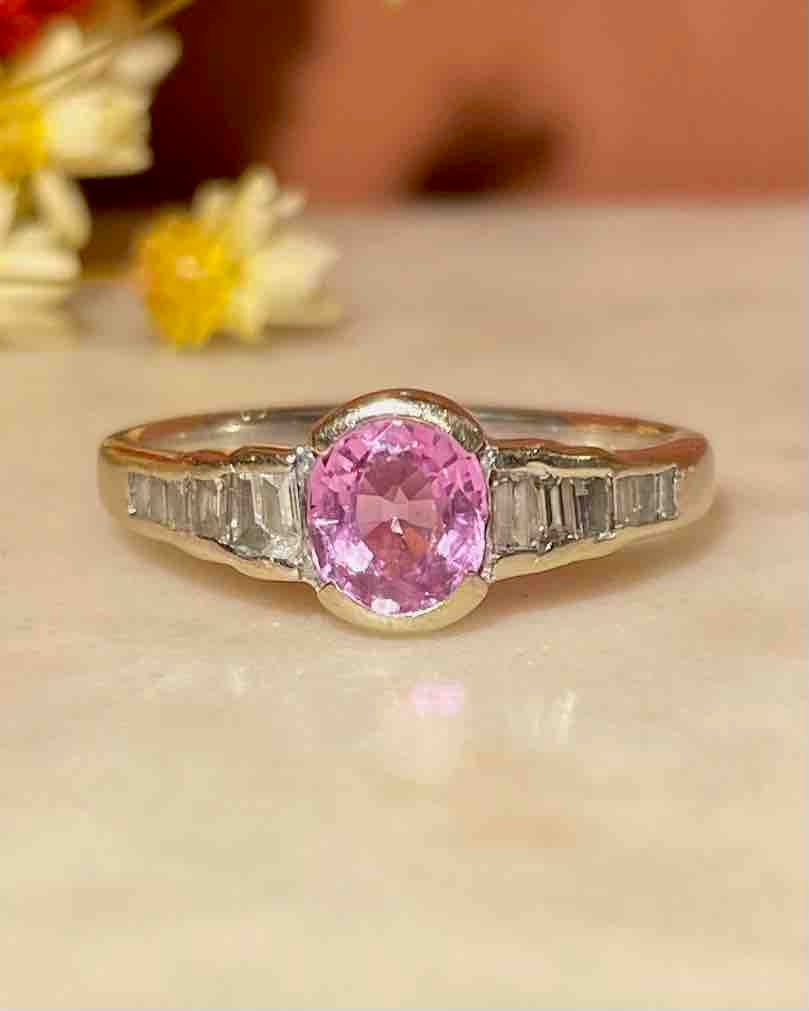 Bague Solitaire Saphir Rose &amp; Diamants &quot;Bérénice&quot;