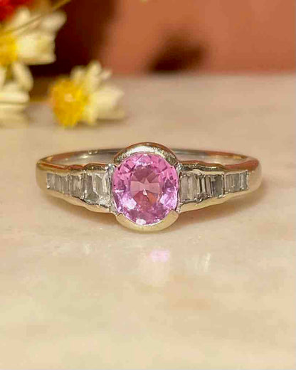 Bague Solitaire Saphir Rose &amp; Diamants &quot;Bérénice&quot;
