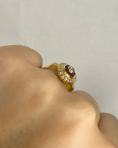 Bague Style Art Déco 10 Rubis et 23 Diamants &quot;Siam&quot; - Elliade Paris