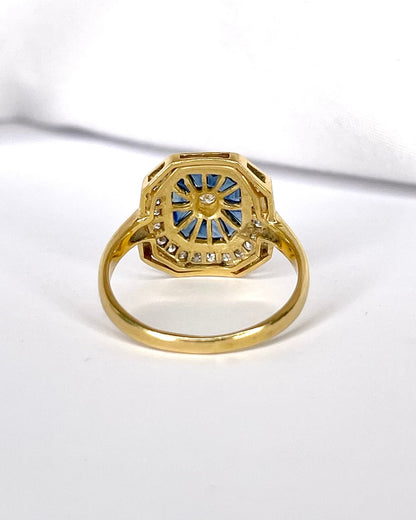 Bague Style Art Déco 12 Saphirs 0.84 carat &amp; 25 Diamants "Madeline" - Elliade Paris