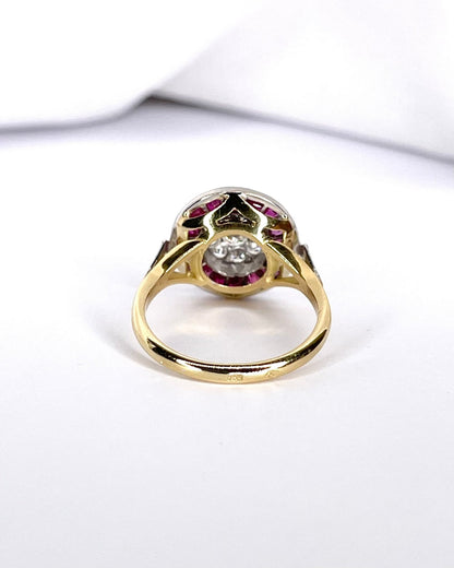 Bague Style Art - Déco 16 Rubis &amp; Diamants 0.40 carat "Livia" - Elliade Paris