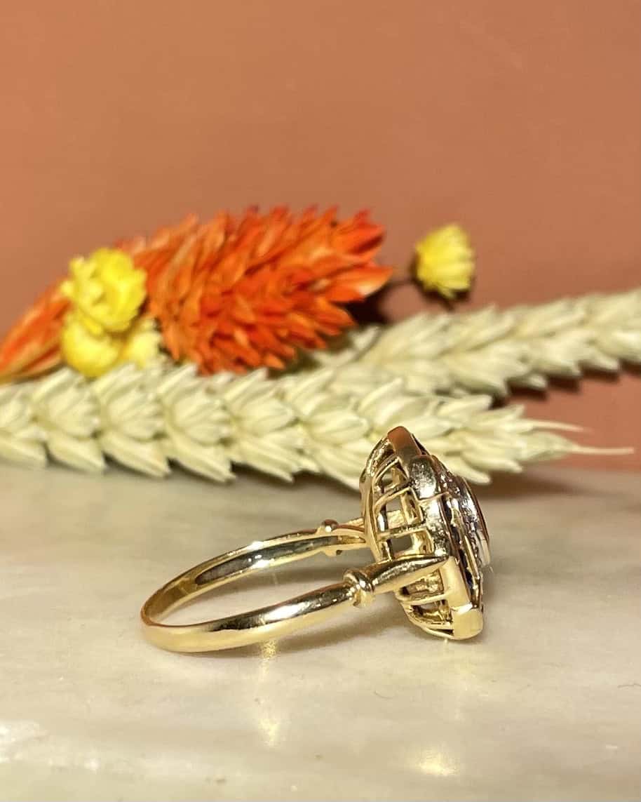 Bague Style Art - Déco 17 Saphirs &amp; 10 Diamants &quot;Haven&quot; - Elliade Paris