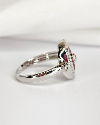 Bague style Art - Déco 18 Rubis 0.72 carat &amp; 18 Diamants "Nausica" - Elliade Paris