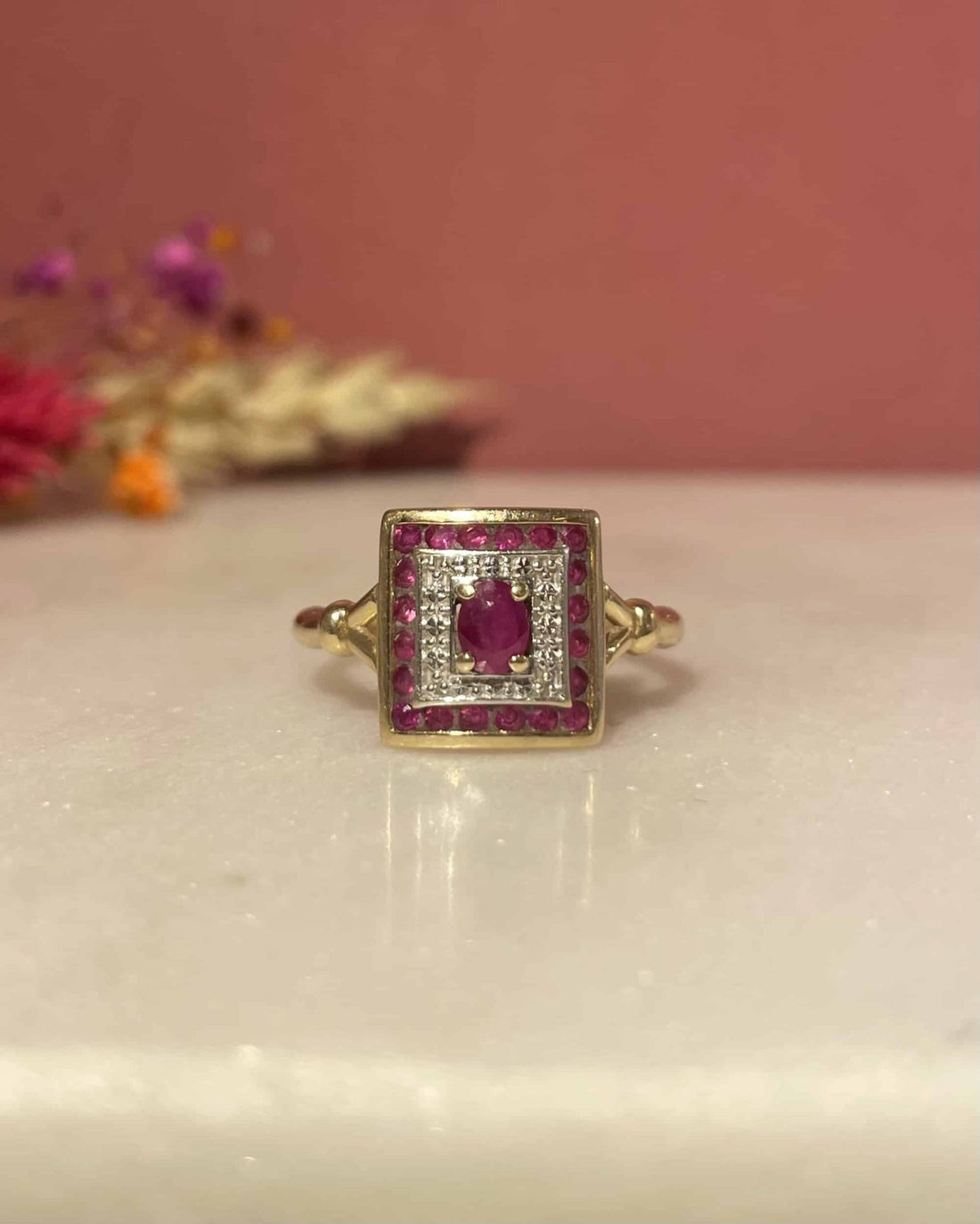 Bague Style Art - Déco 21 Rubis &quot;Harper&quot; - Elliade Paris