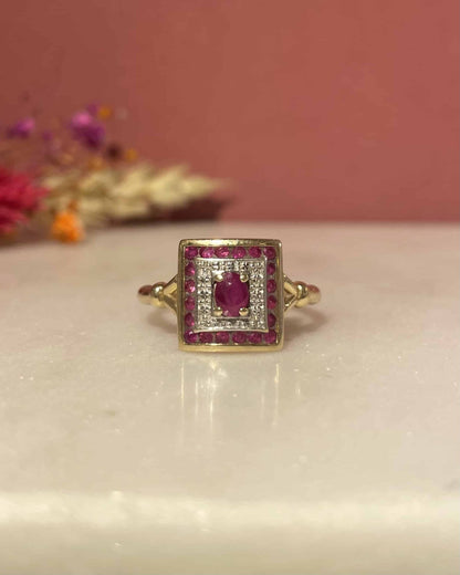 Bague Style Art - Déco 21 Rubis &quot;Harper&quot; - Elliade Paris