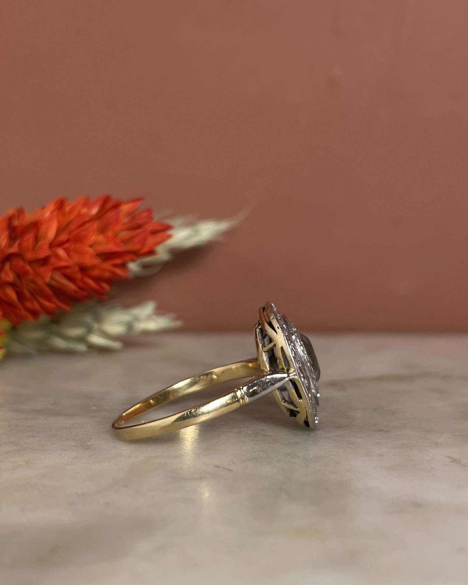 Bague style Art - Déco Aigue - Marine 0.80 carat &amp; Diamants "Milaya" - Elliade Paris