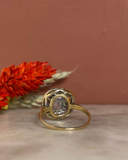 Bague style Art - Déco Aigue - Marine 0.80 carat &amp; Diamants &quot;Milaya&quot; - Elliade Paris