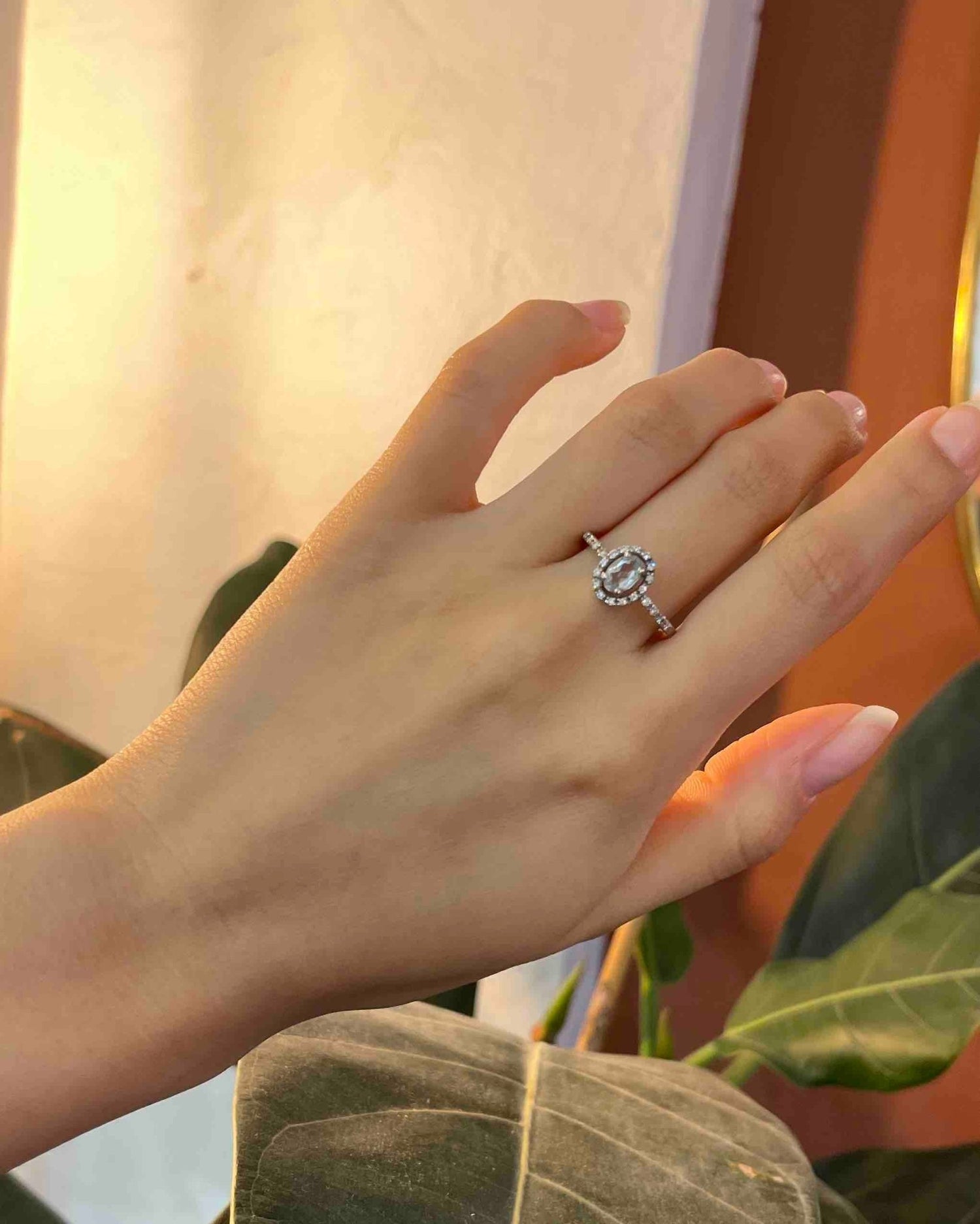 Bague style art - déco Aigue - Marine &amp; 22 Diamants &quot;Analy&quot; - Elliade Paris