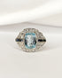Bague Style Art déco Aigue - marine 3.40 carats, Diamants & Saphirs "Sybelle" - Elliade Paris