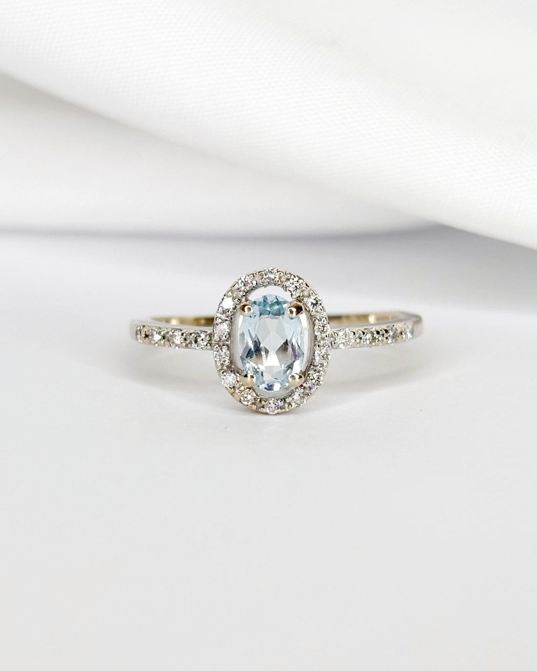 Bague Style Art - Déco Aigue - Marine &amp; Diamants "Coline" - Elliade Paris