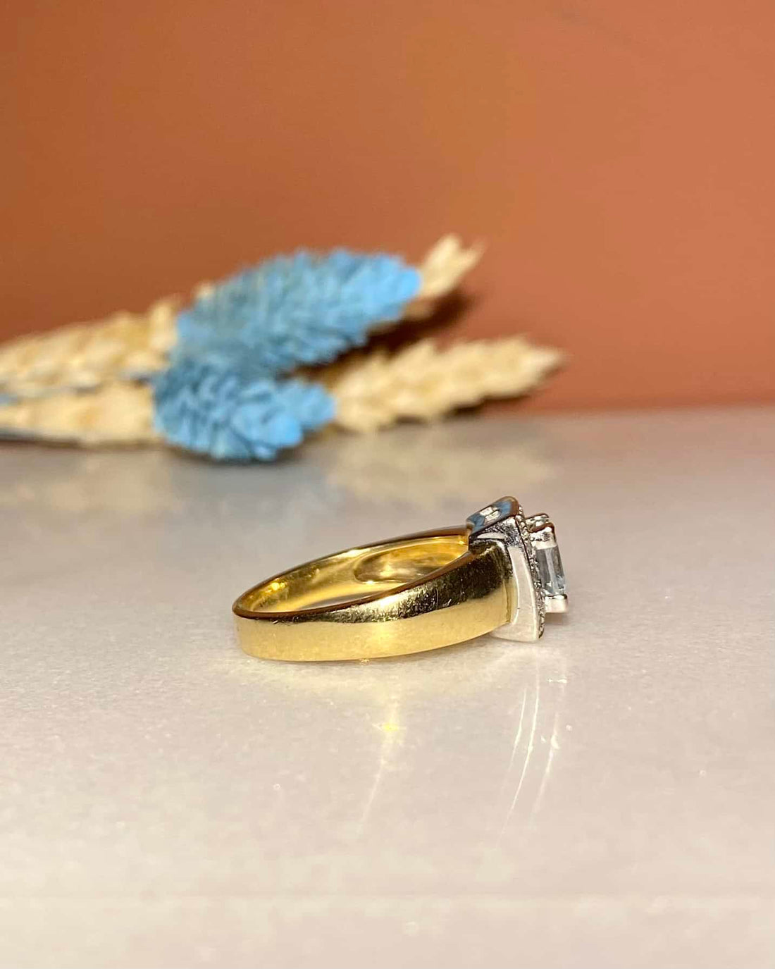 Bague Style Art - Déco Aigue - Marine et Diamants &quot;Lotti&quot; - Elliade Paris