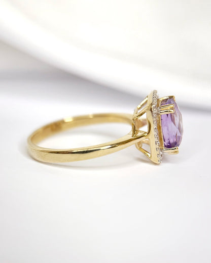 Bague Style Art-Déco Améthyste 1.64 carat &amp; Diamants "Janavi" - Elliade Paris