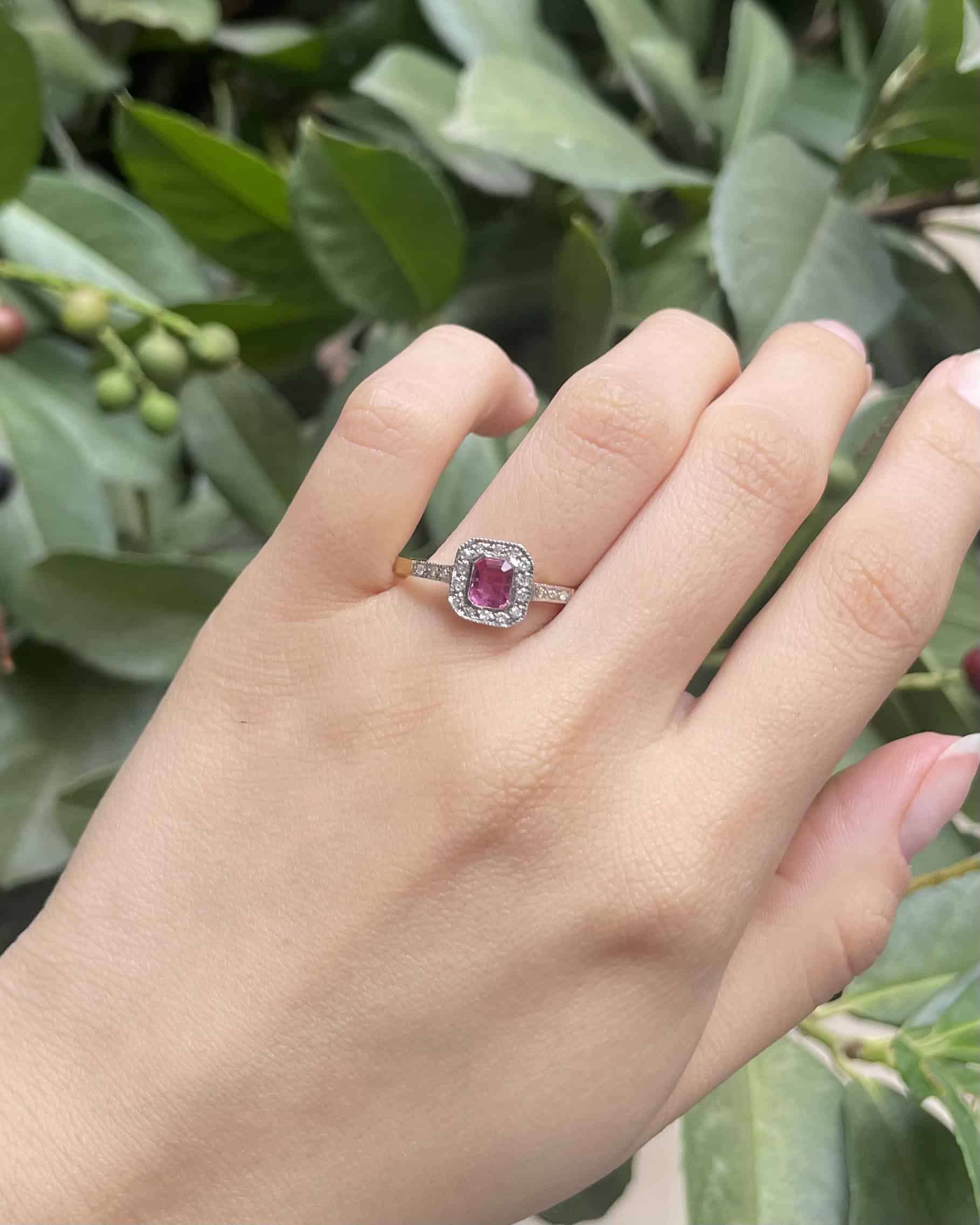 Art Deco Style Ring Ruby 0.50 carat &amp;amp; Diamonds &quot;Alexa&quot;