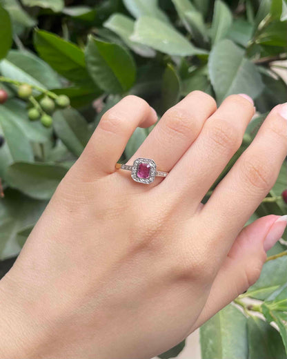 Art Deco Style Ring Ruby 0.50 carat &amp;amp; Diamonds &quot;Alexa&quot;