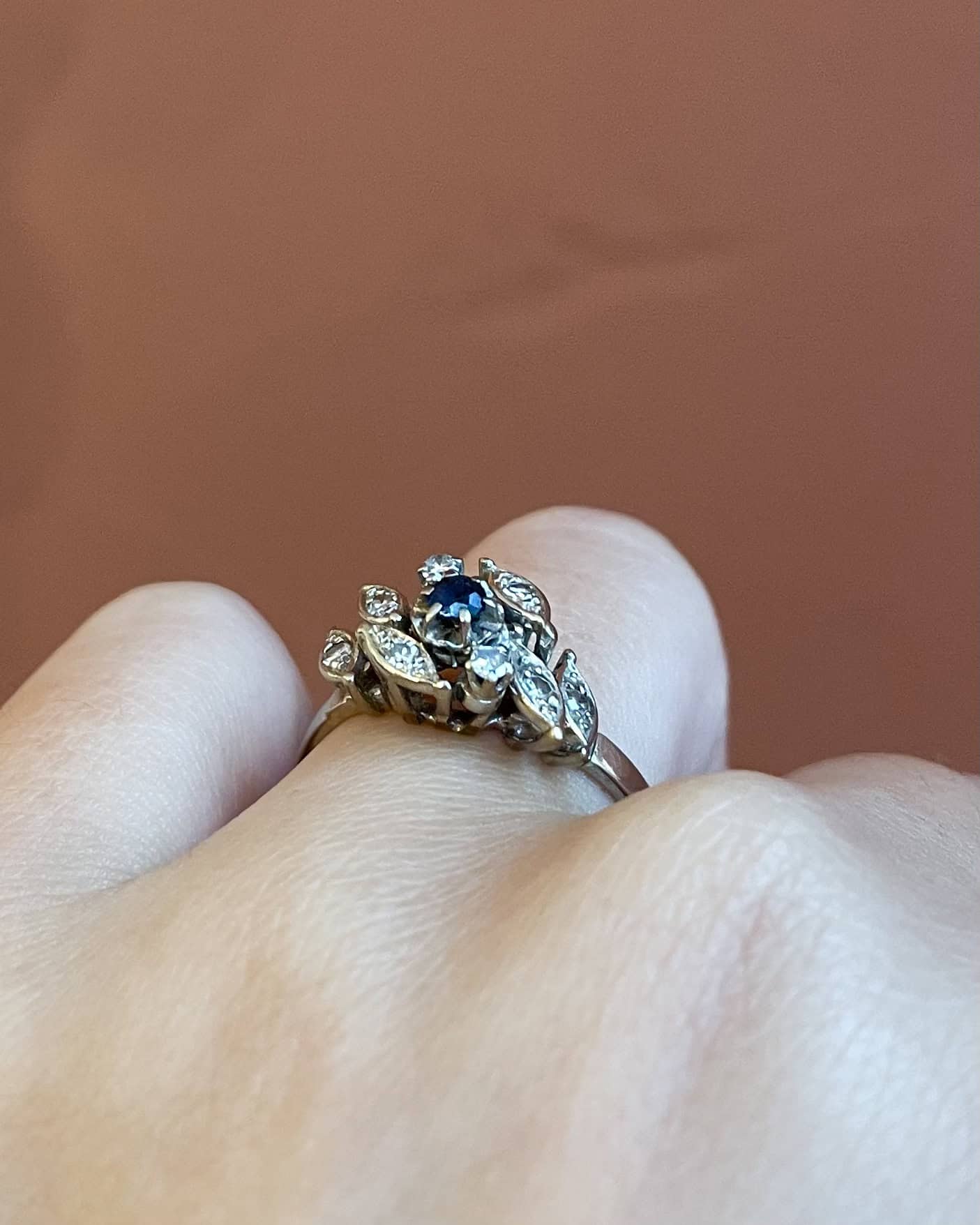 Vintage Sapphire &amp;amp; 8 Diamond "Avory" Ring