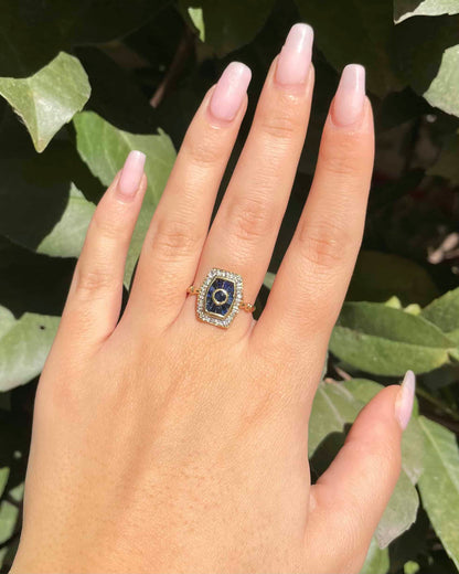 Bague Style Art-Déco Saphirs &amp; Diamants &quot;Aimy&quot;
