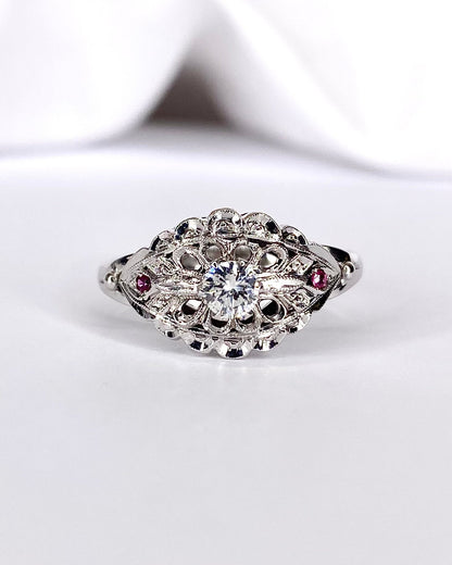 Bague Style Art Déco Diamant &amp; Rubis "Livy" - Elliade Paris