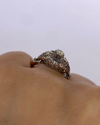 Bague Style Art Déco Diamant &amp; Rubis "Livy" - Elliade Paris