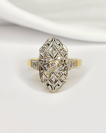Bague Style Art - Déco Diamants 0.25 carat "Hortense" - Elliade Paris