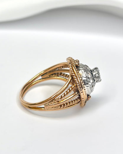 Bague Style Art-Déco Diamants 0.45 carat, Or &amp; Platine 6.75g "Océanie" - Elliade Paris