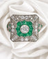 Bague Style Art-Déco Diamants 0.77 carat & Émeraudes "Isolde" - Elliade Paris
