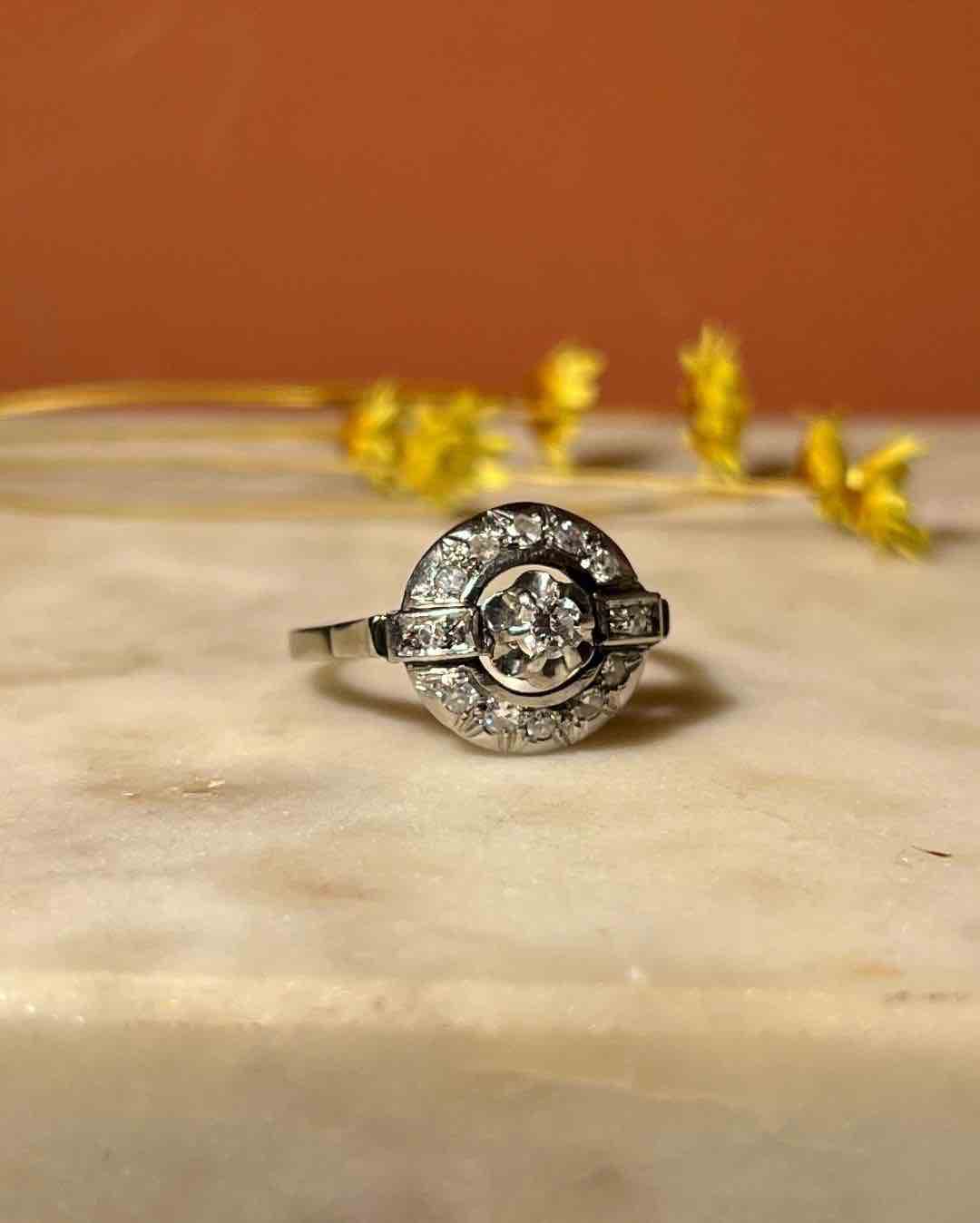 Bague style Art-déco Diamants &quot;Camille&quot;